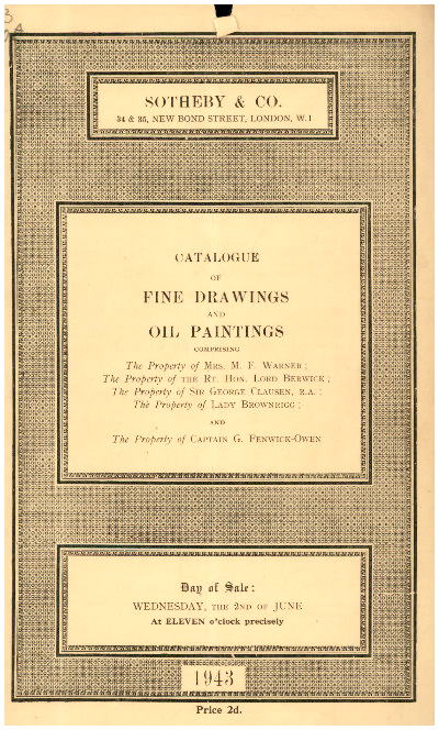 Sothebys June 1943 Fine Drawings & Oil Paintings (Digital only)