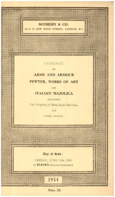 Sothebys June 1954 Arms & Armour.,etc. (Digital only)