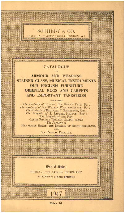 Sothebys February 1947 Armour & Weapons, etc. (Digital only)