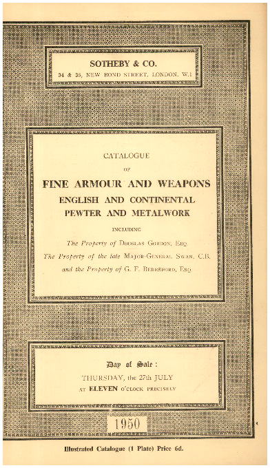 Sothebys July 1950 Fine Armour & Weapons., etc. (Digital only)