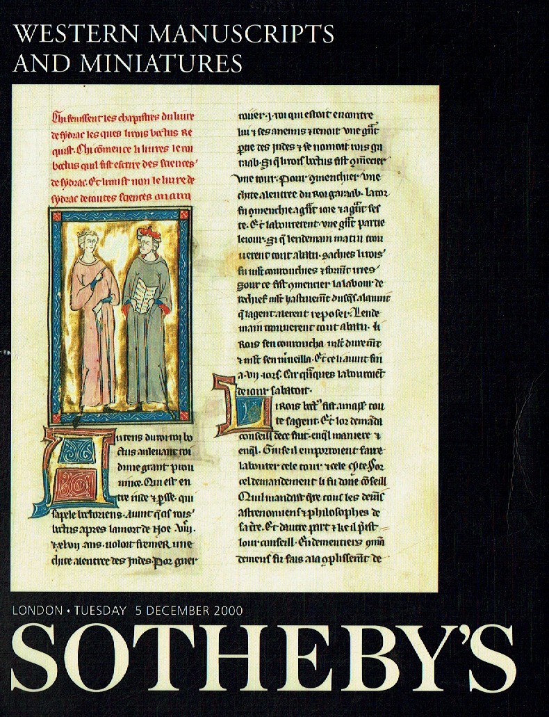 Sothebys December 2000 Western Manuscripts & Miniatures (Digital Only)