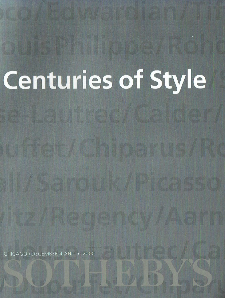 Sothebys & 5th December 2000 Centuries of Style (Digital Only)