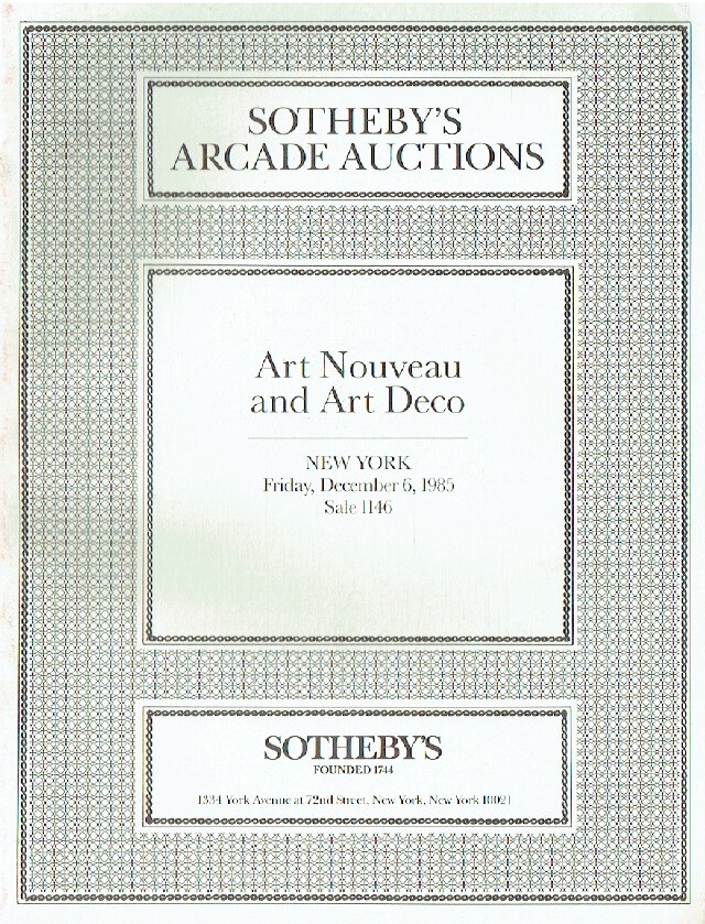 Sothebys December 1985 Art Nouveau & Art Deco (Digital Only)