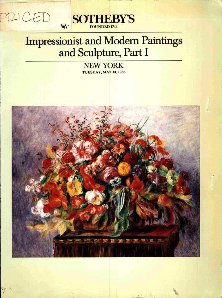 Sothebys May 1986 Impressionist & Modern Paintings and Sculpture, (Digital Only