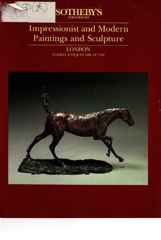 Sothebys March 1986 Impressionist & Modern Paintings and Sculptur (Digital Only