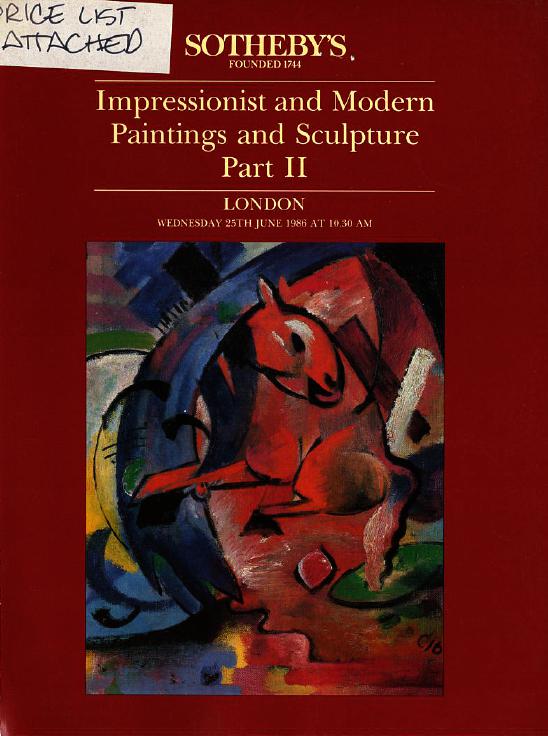 Sothebys June 1986 Impressionist and Modern Paintings and Sculptu (Digital Only