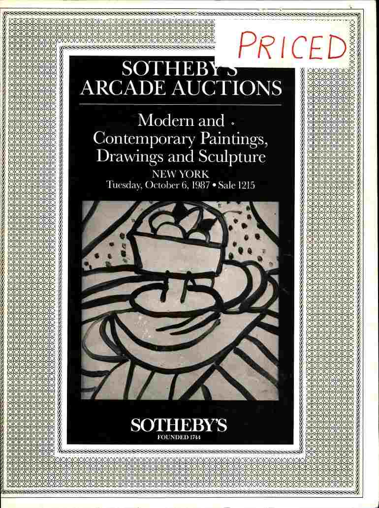 Sothebys October 1987 Modern & Contemporary Paintings, Drawings a (Digital Only