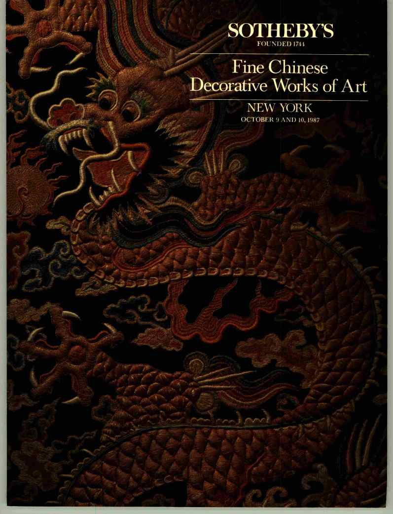 Sothebys 10th October 1987 Fine Chinese Decorative Works of Art (Digital Only