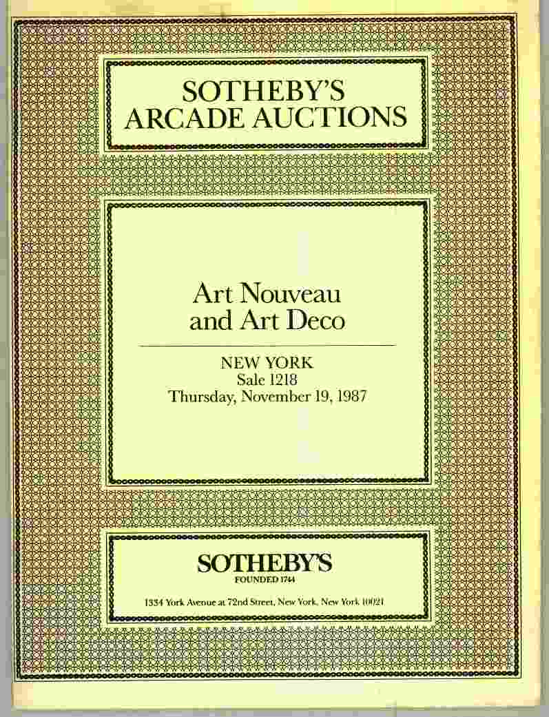 Sothebys November 1987 Art Nouveau & Art Deco (Digital Only)