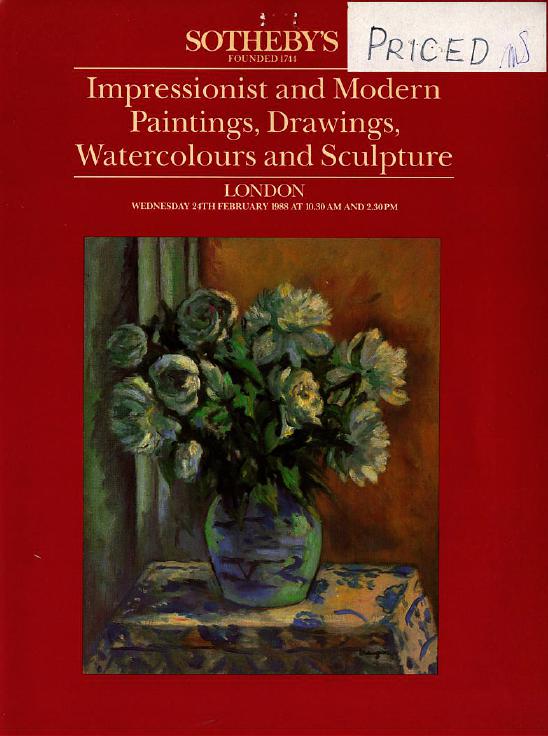 Sothebys February 1988 Impressionist & Modern Paintings, Drawings (Digital Only