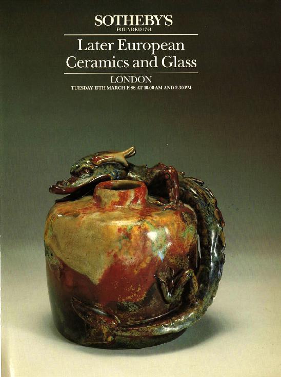 Sothebys March 1988 Later European Ceramics & Glass (Digital Only)