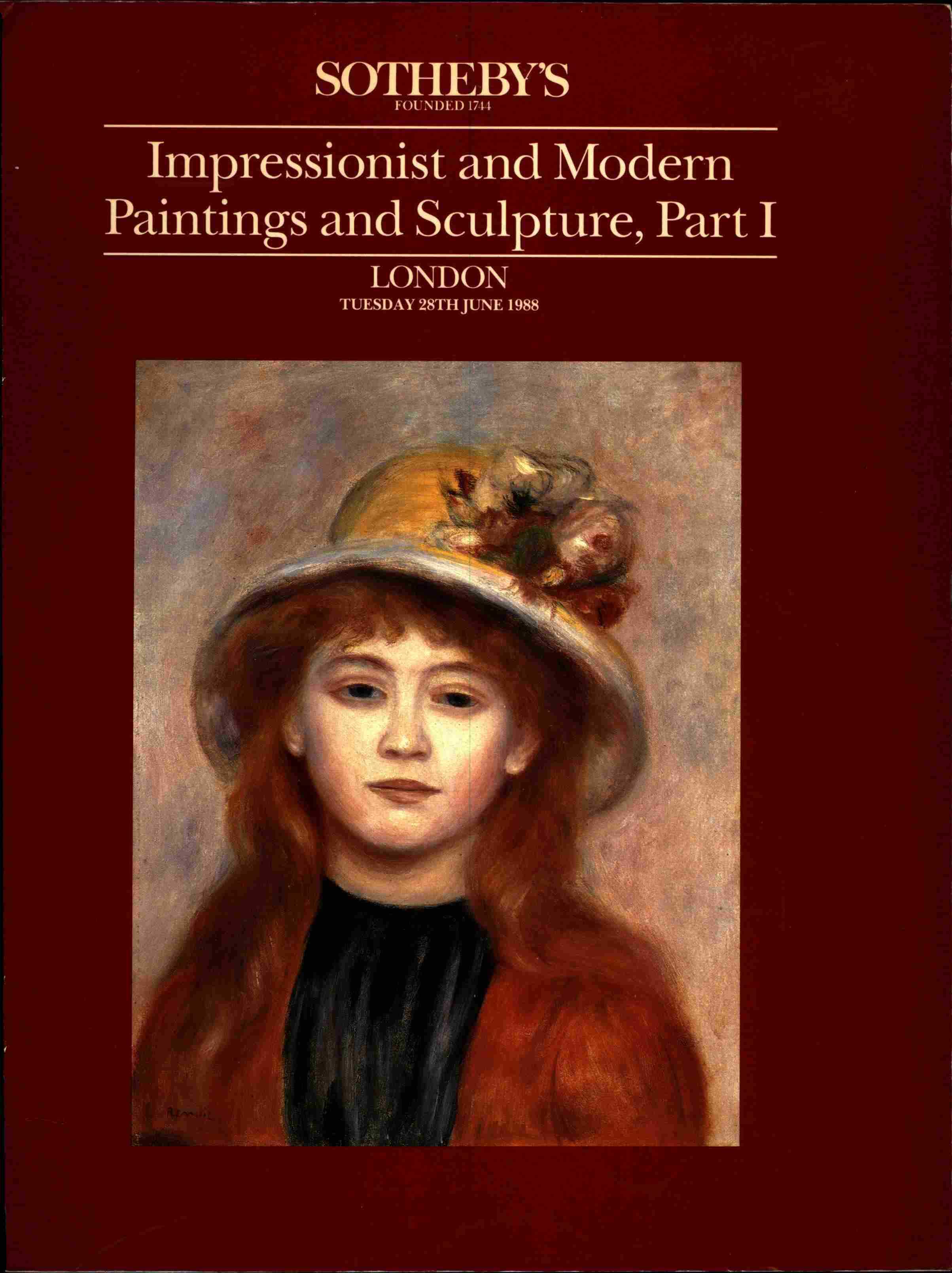 Sothebys June 1988 Impressionist and Modern Paintings and Sculptu (Digital Only