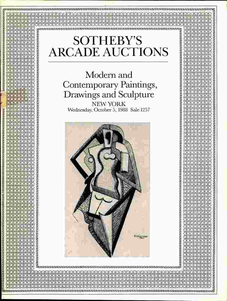 Sothebys October 1988 Modern & Contemporary Paintings, Drawings a (Digital Only