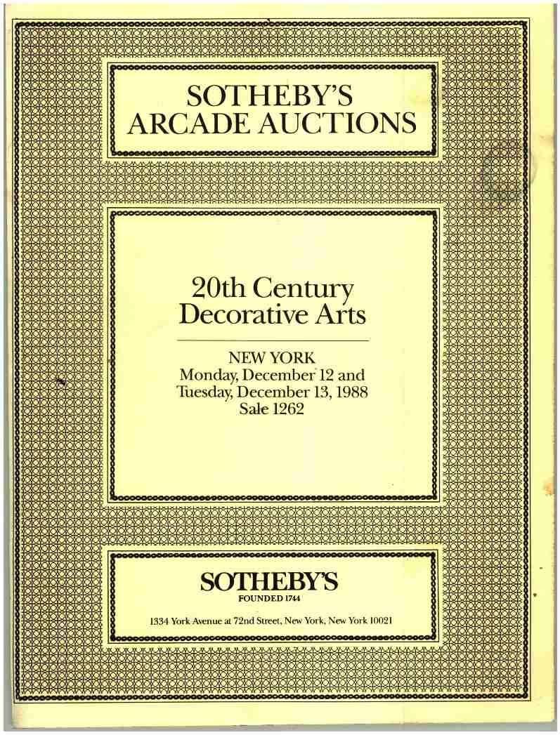 Sothebys December 1988 20th Century Decorative Arts (Digital Only)