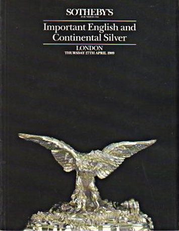 Sothebys April 1989 Important English & Continental Silver (Digital Only)