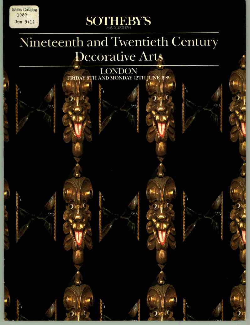 Sothebys - 12th June 1989 19th & 20th Century Decorative Arts (Digital Only)