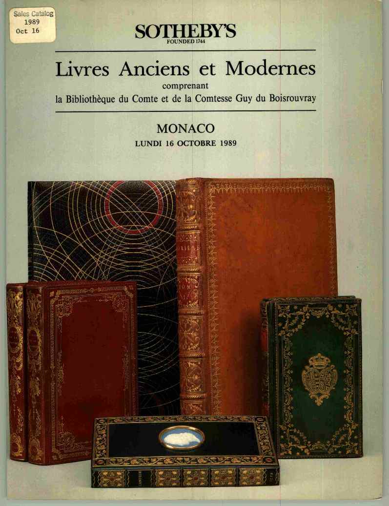 Sothebys October 1989 Old And Modern Books Including The Library (Digital Only)