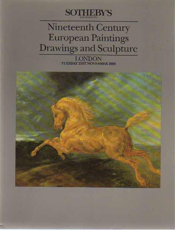 Sothebys November 1989 19th Century European Paintings, Drawings (Digital Only)