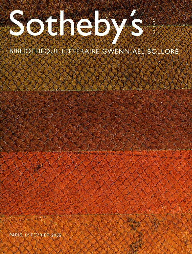 Sothebys February 2002 Gwenn -Ael Bollore Literary Library (Digital Only)