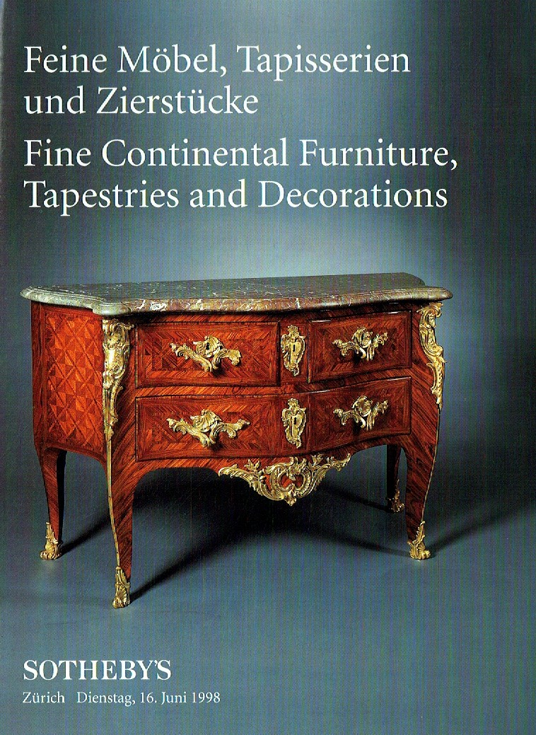 Sothebys June 1998 Fine Continental Furniture, Tapestries and Dec (Digital Only