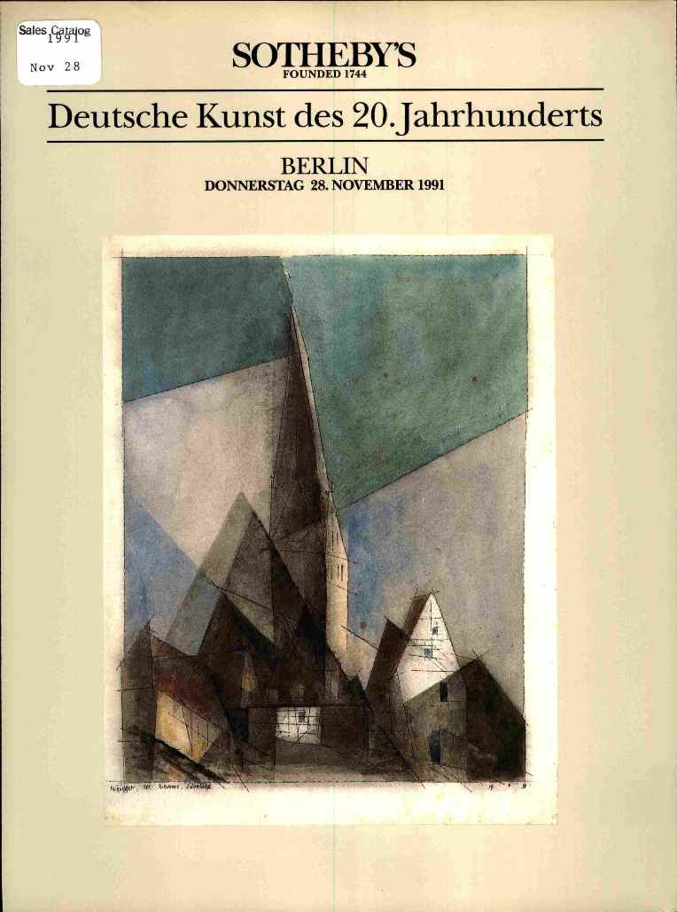 Sothebys November 1991 20th Century German Paintings (Digital Only)