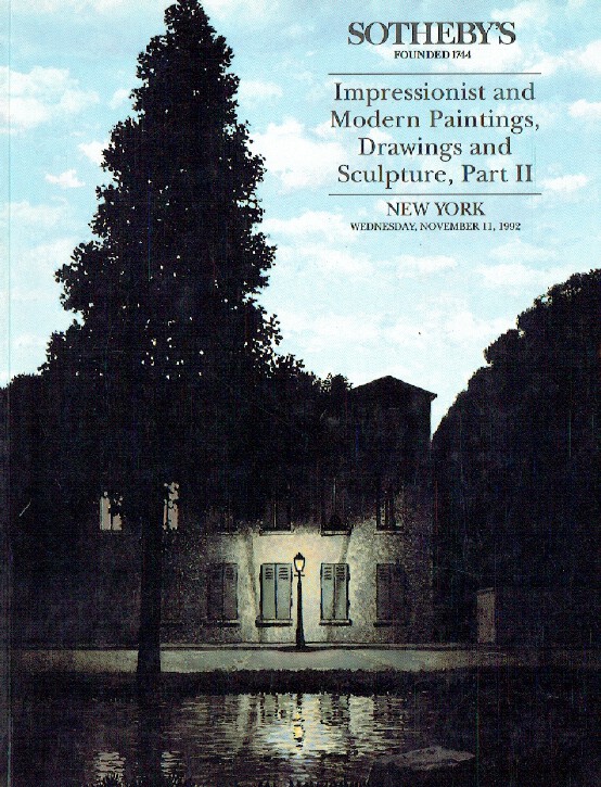 Sothebys November 1992 Impressionist & Modern Paintings, Drawings (Digital Only