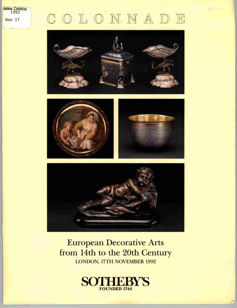 Sothebys November 1992 European Decorative Arts from 14th to the (Digital Only)