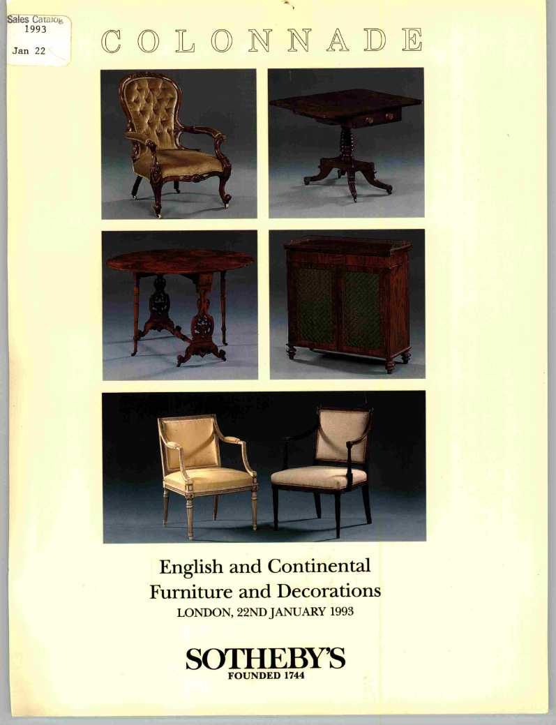 Sothebys January 1993 English & Continental Furniture and Decorat (Digital Only