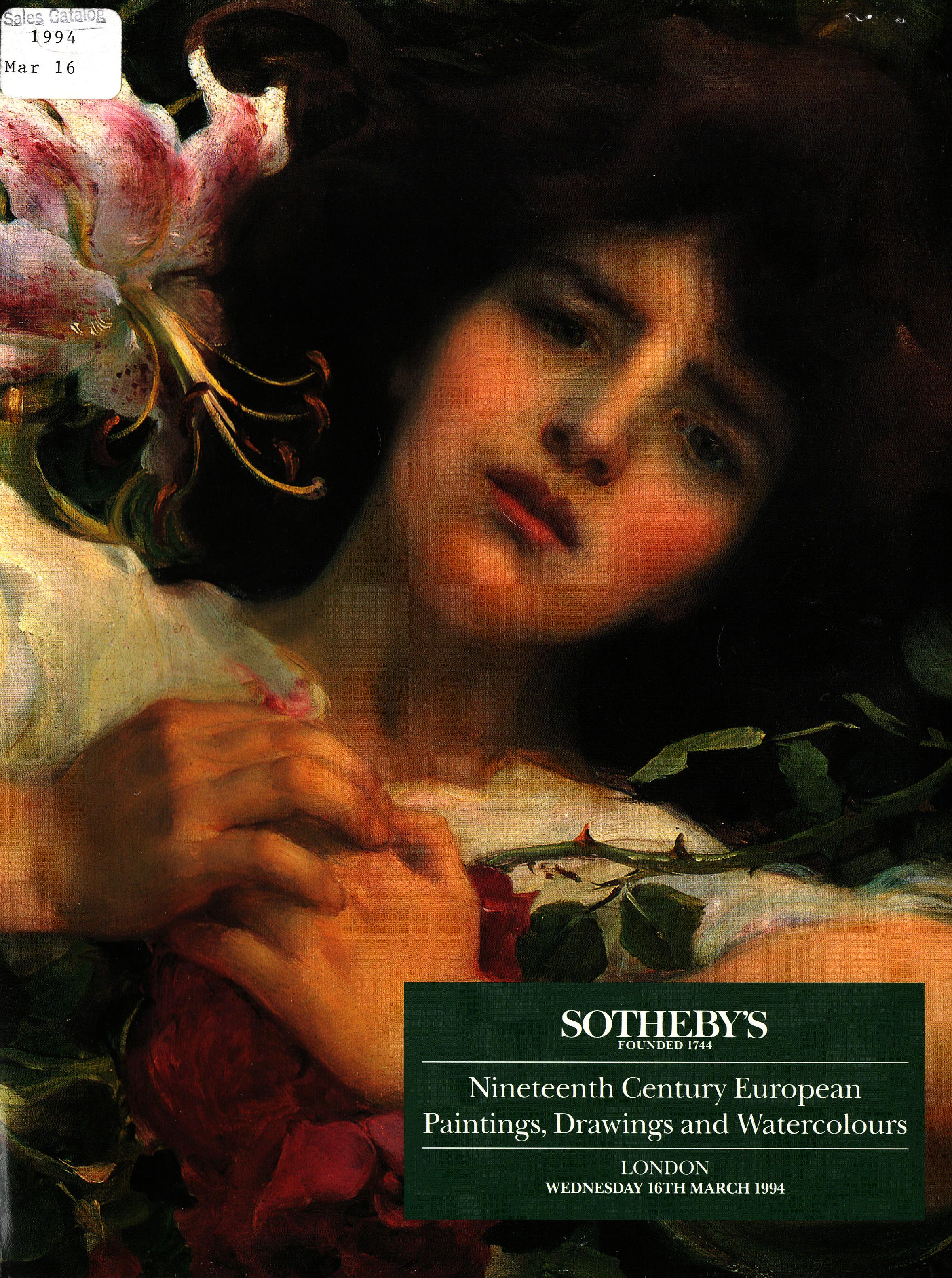 Sothebys March 1994 Nineteenth Century European Paintings, Drawin (Digital Only