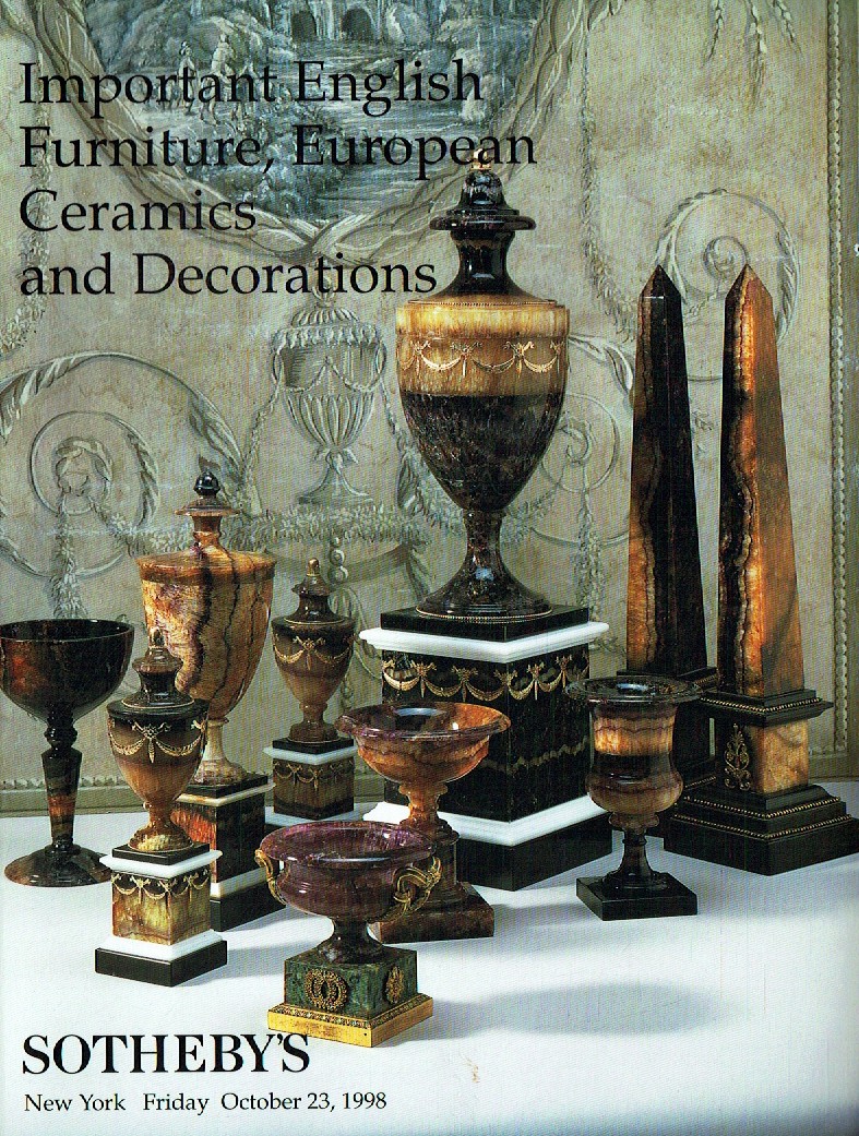 Sothebys October 1998 Important English Furniture, European Ceram (Digital Only