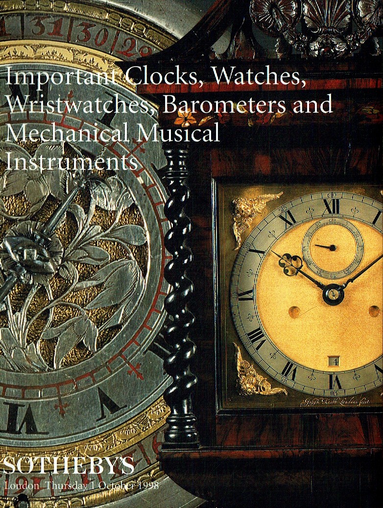 Sothebys October 1998 Important Clocks, Watches, Wristwatches, Ba (Digital Only