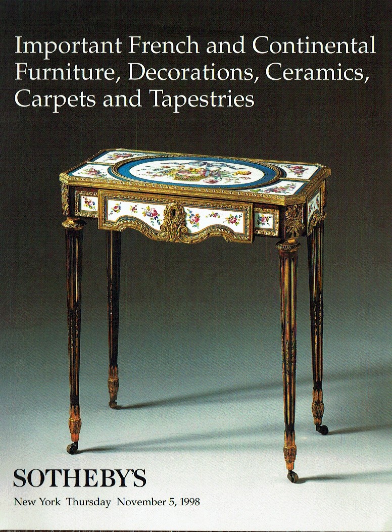 Sothebys November 1998 Important French & Continental Furniture, (Digital Only)