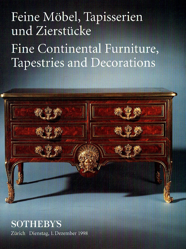 Sothebys December 1998 Fine Continental Furniture, Tapestries and (Digital Only