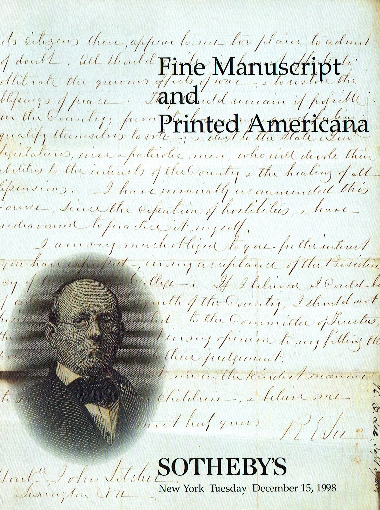 Sothebys 15th December 1998 Fine Manuscripts and Printed America (Digital Only)