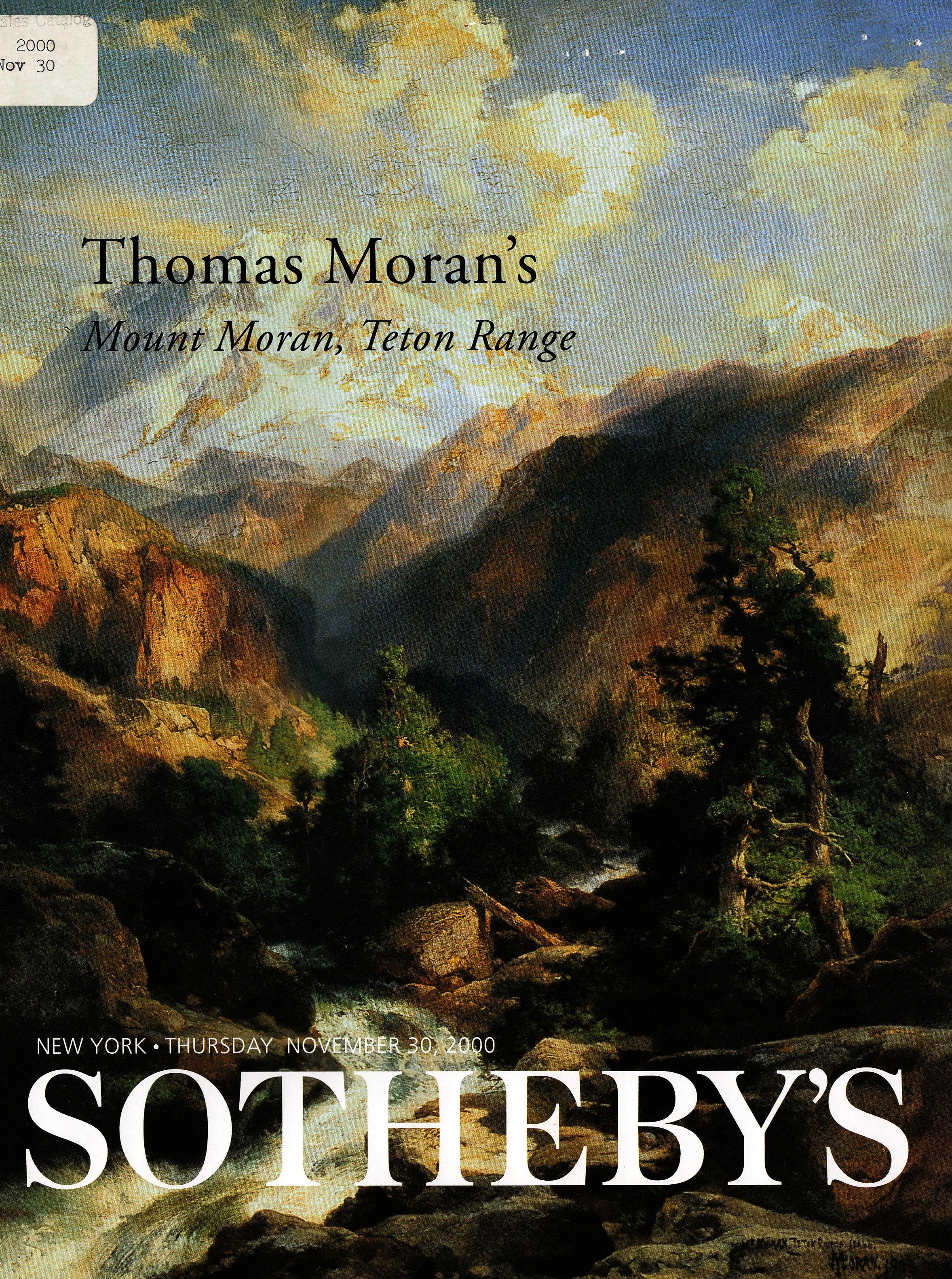 Sothebys November 2000 Thomas Morans Mount Moran, Teton Range (Digital Only)