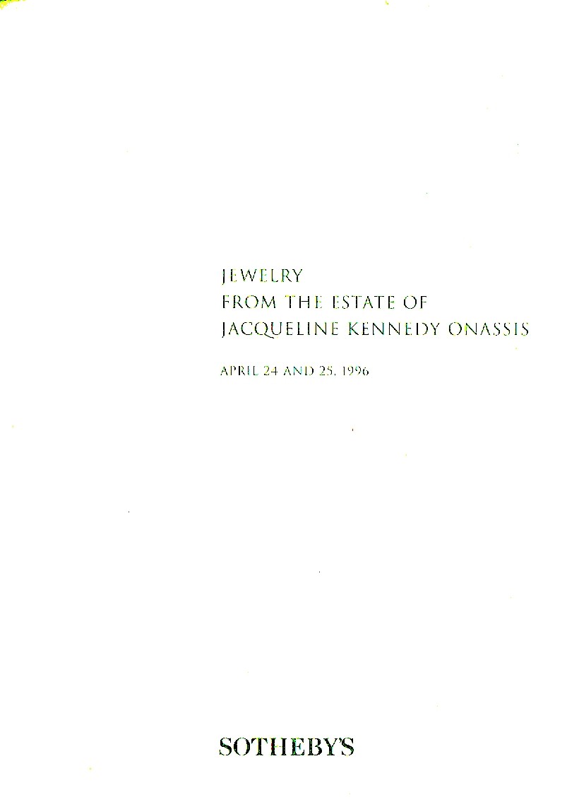 Sothebys & 25th April 1996 Jewelry from The Estate of Jacqueline (Digital Only)