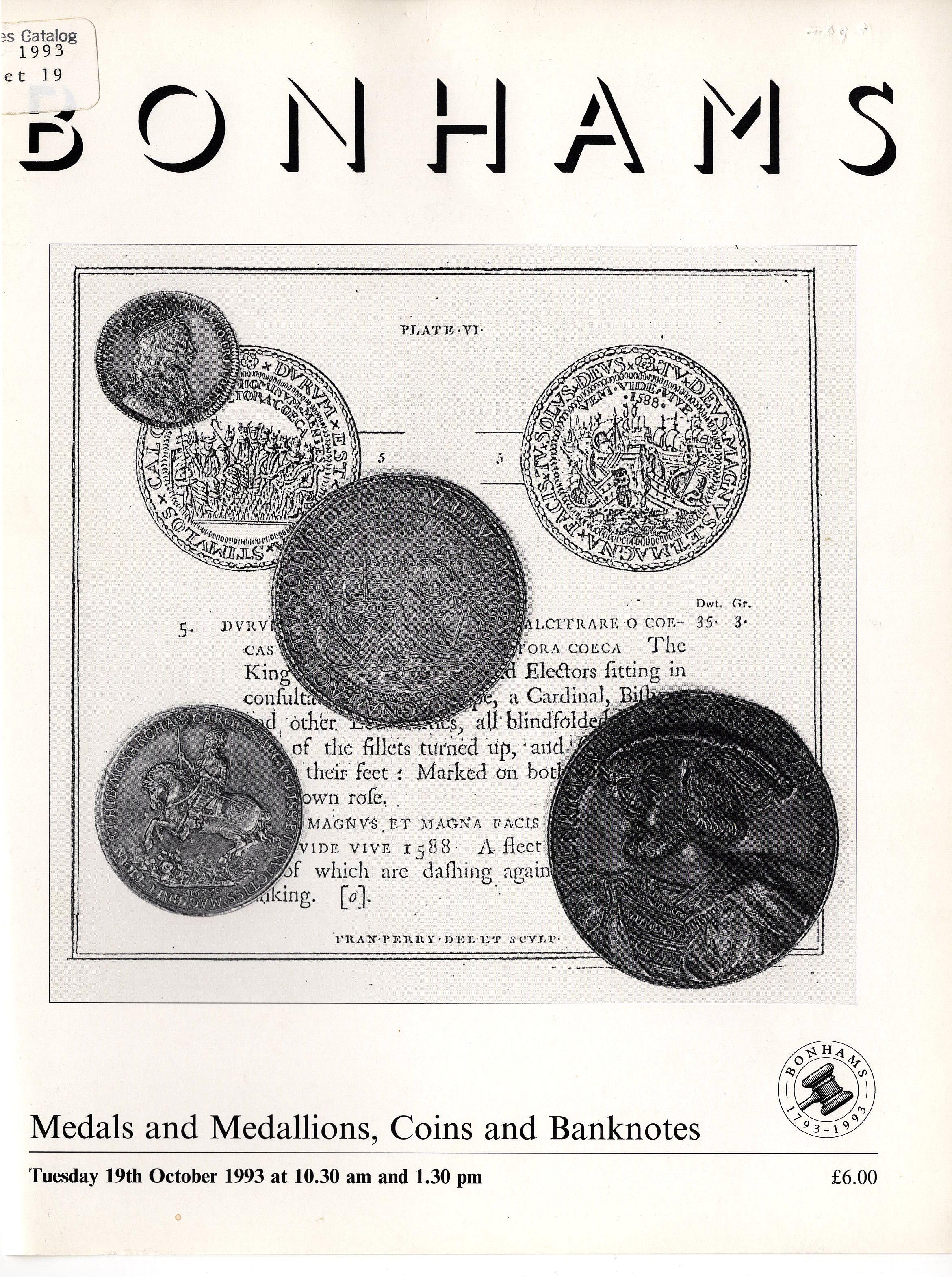 Bonhams October 1993 Medals & Medallions, Coins & Banknotes (Digital Only)