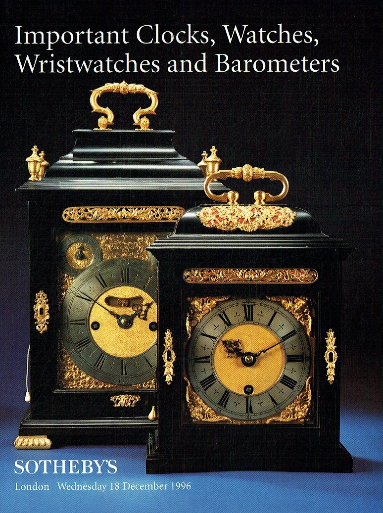 Sothebys December 1996 Important Clocks, Watches, Wristwatches an (Digital Only)