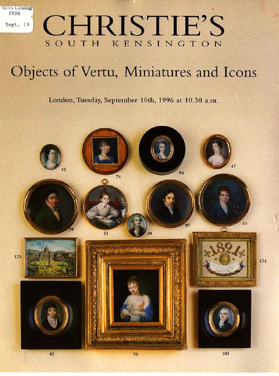 Christies September 1996 Objects of Vertu, Miniatures & Icon (Digital Only)