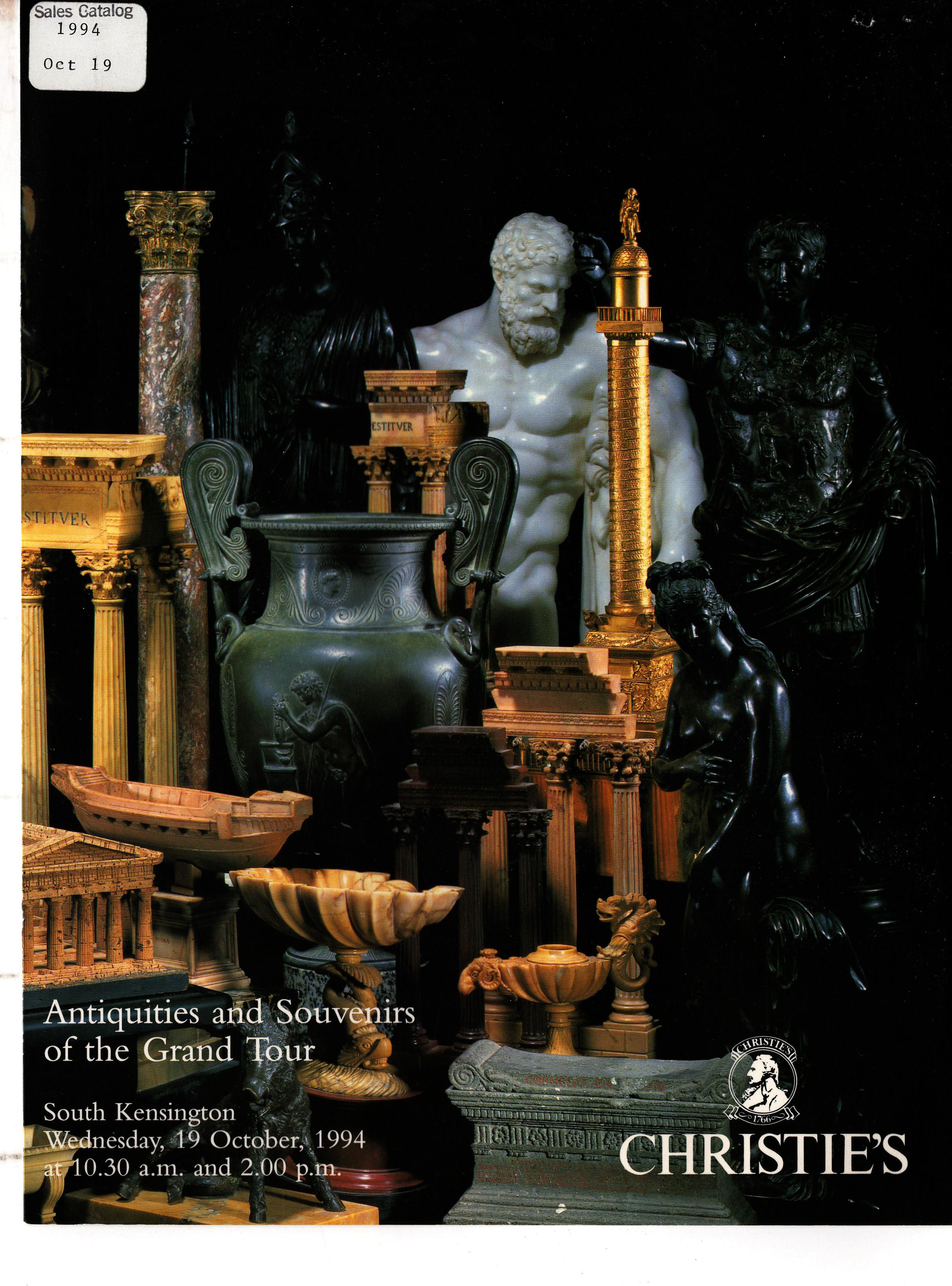 Christies October 1994 Antiquities & Souvenirs of The Grand Tour (Digital Only)