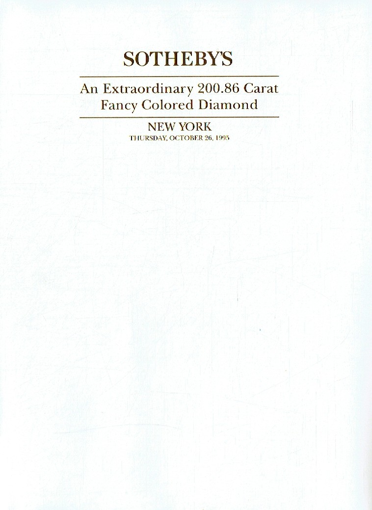 Sothebys October 1995 An Extraordinary 200.86 Carat Fancy Colored (Digital Only)