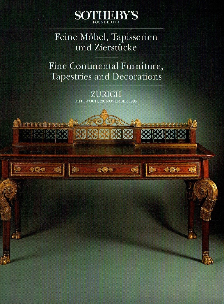 Sothebys November 1995 Fine Continental Furniture, Tapestries and (Digital Only