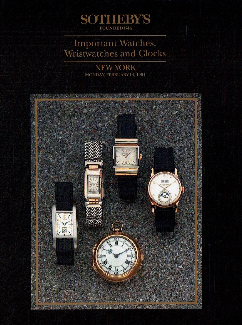 Sothebys February 1994 Important Watches, Wristwatches and Clock (Digital Only)