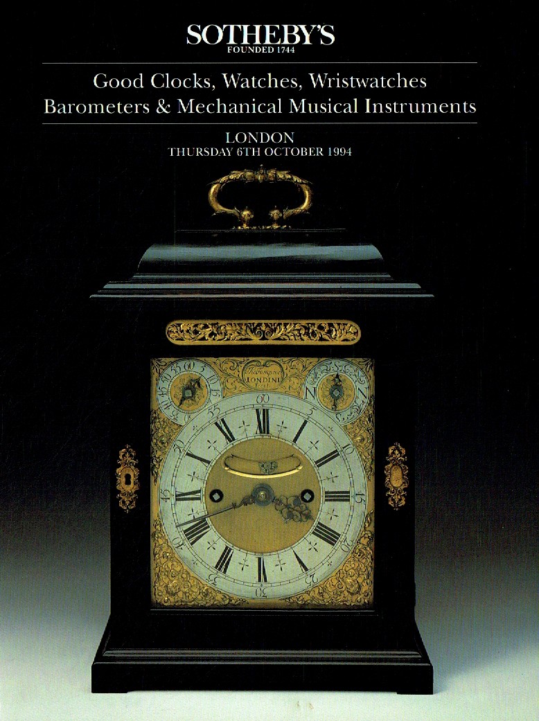 Sothebys October 1994 Good Clocks, Watches, Wristwatches, Baromet (Digital Only)