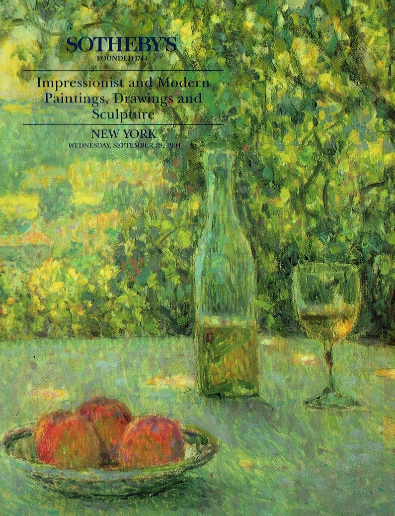 Sothebys September 1994 Impressionist and Modern Paintings Draw (Digital Only