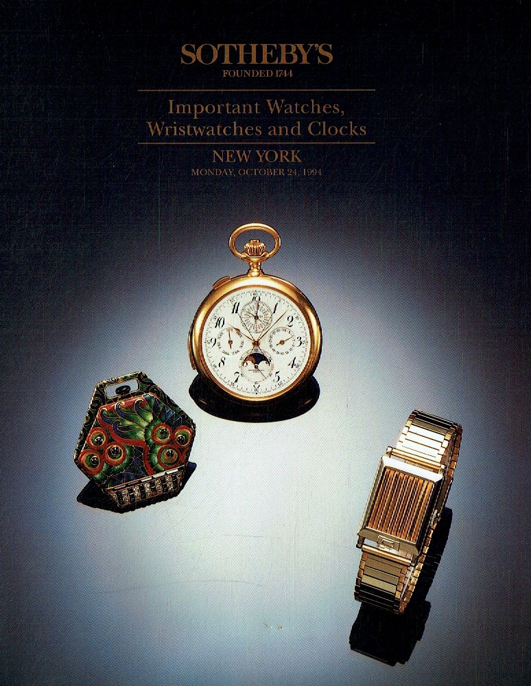 Sothebys October 1994 Important Watches, Wristwatches and Clocks (Digital Only)