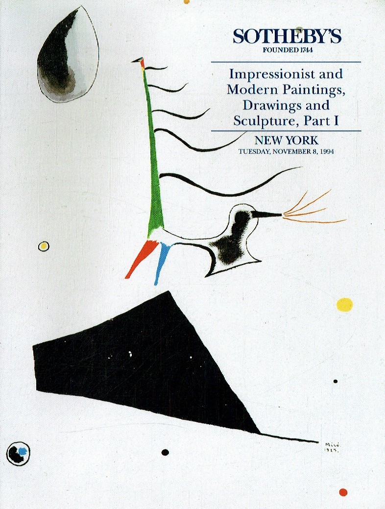 Sothebys November 1994 Impressionist & Modern Paintings, Drawings (Digital Only