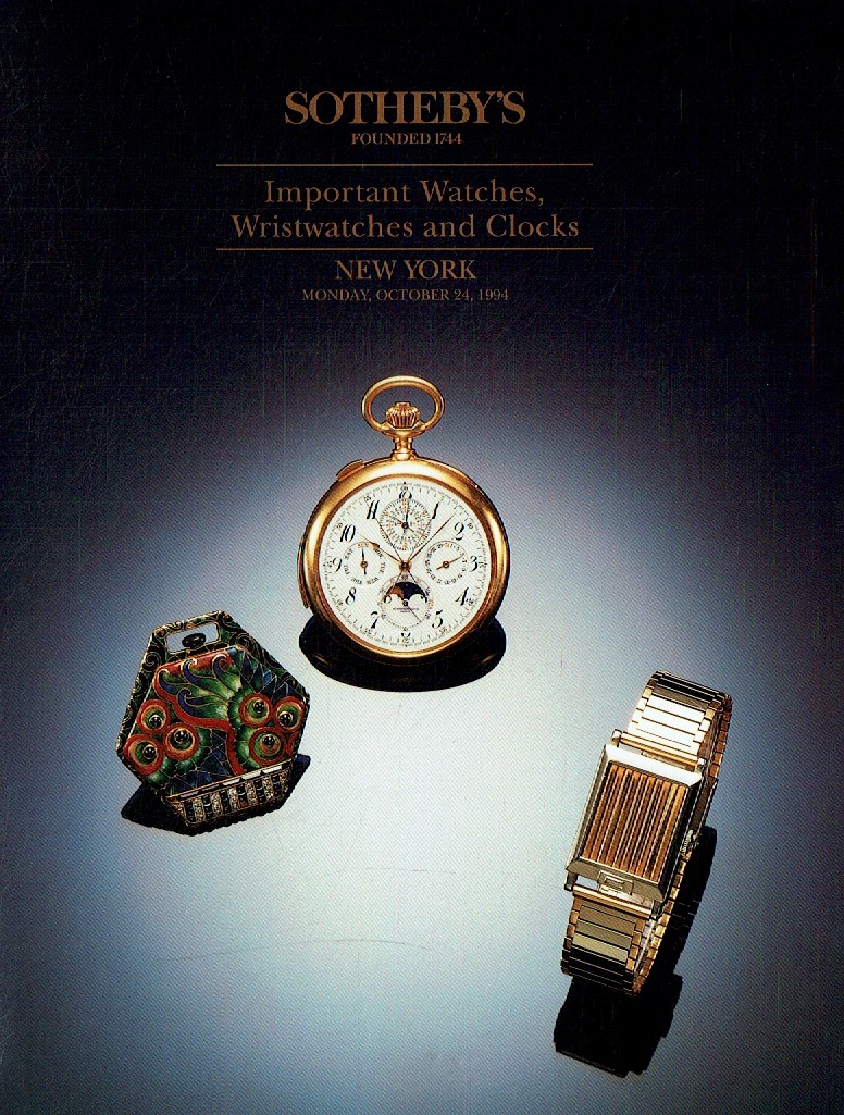 Sothebys October 1994 Important Watches, Wristwatches and Clocks (Digital Only)