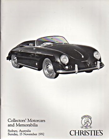 Christies November 1992 Collectors Motorcars and Memorabilia (Digital Only)