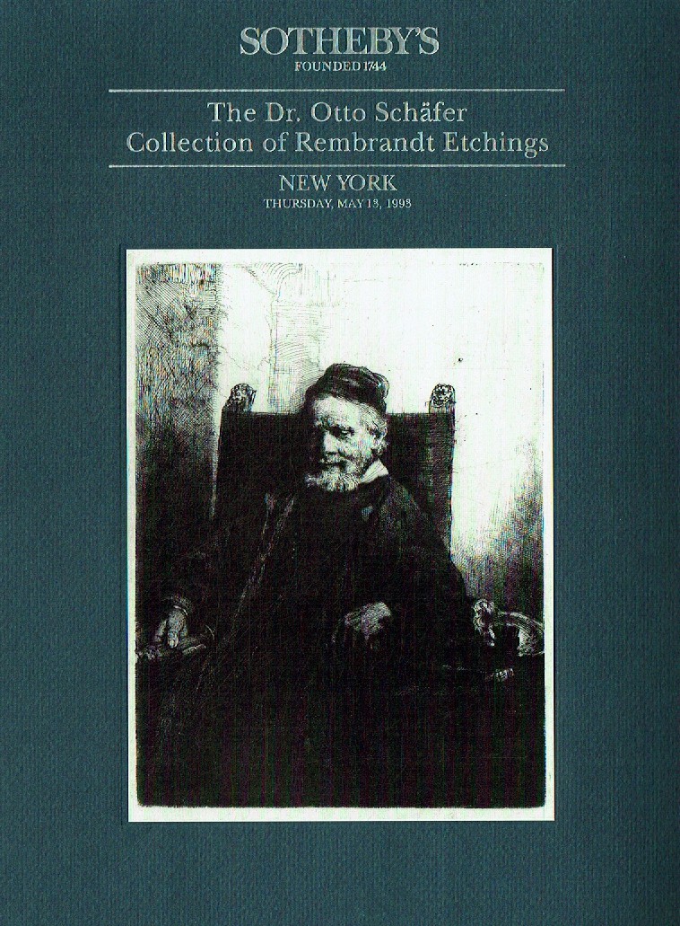 Sothebys May 1993 The Dr. Otto Schafer Collection of Rembrandt Et (Digital Only